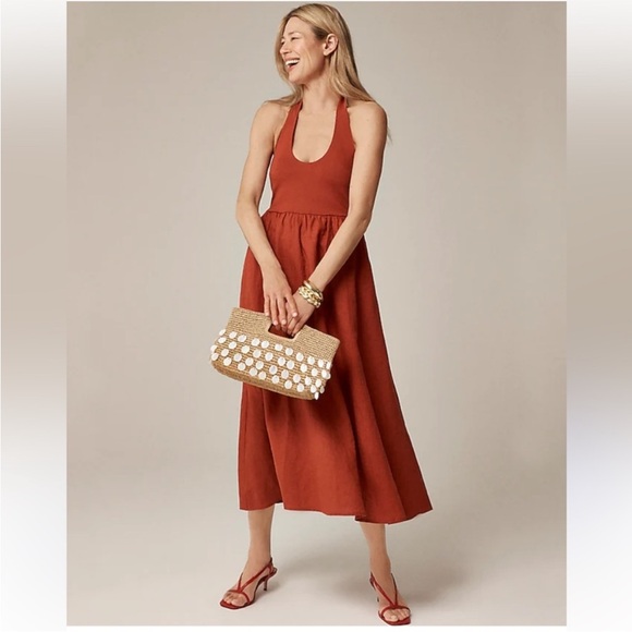 J Crew Dress M Halter Mixy Dress Brown